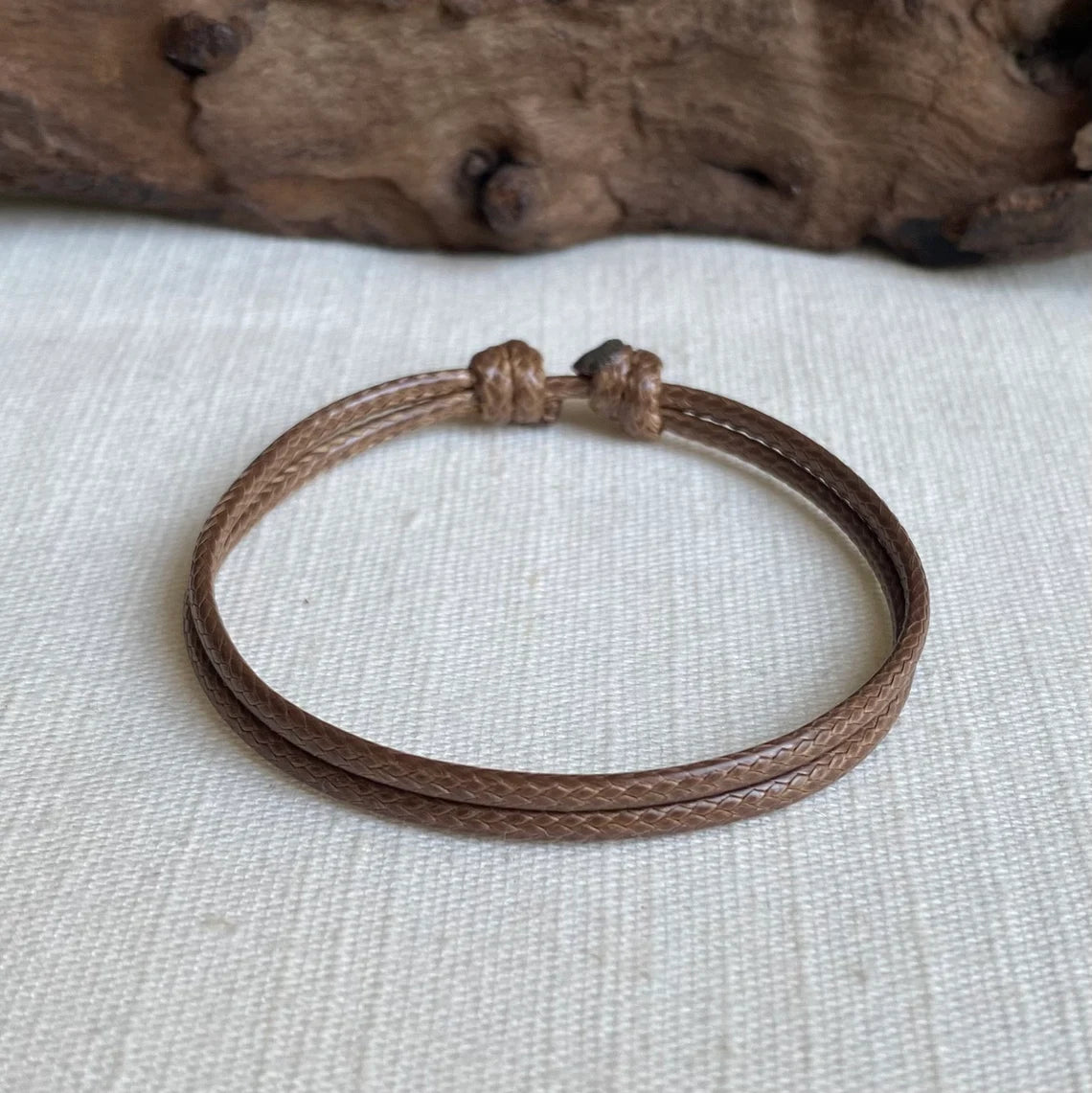 Earth Brown 2mm Water Resistant Adjustable Cord Bracelet or Anklet Unisex