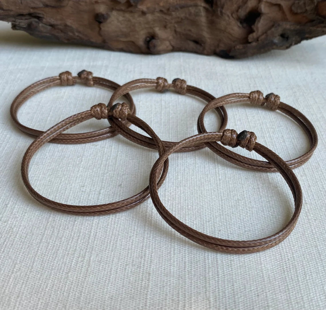 Earth Brown 2mm Water Resistant Adjustable Cord Bracelet or Anklet Unisex