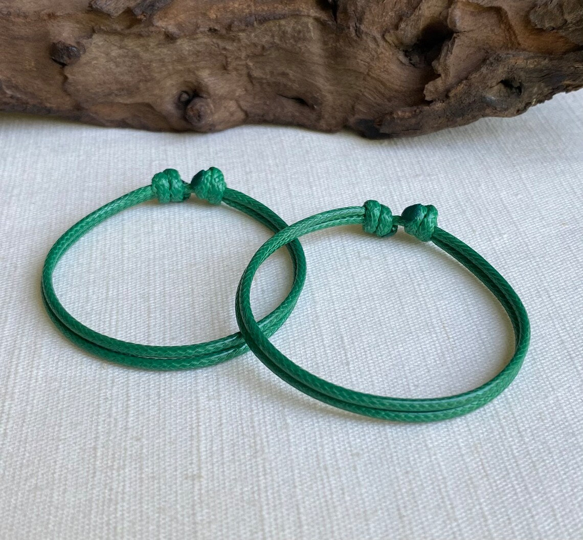 Kelly Green 2mm Water Resistant Adjustable Cord Bracelet or Anklet Unisex