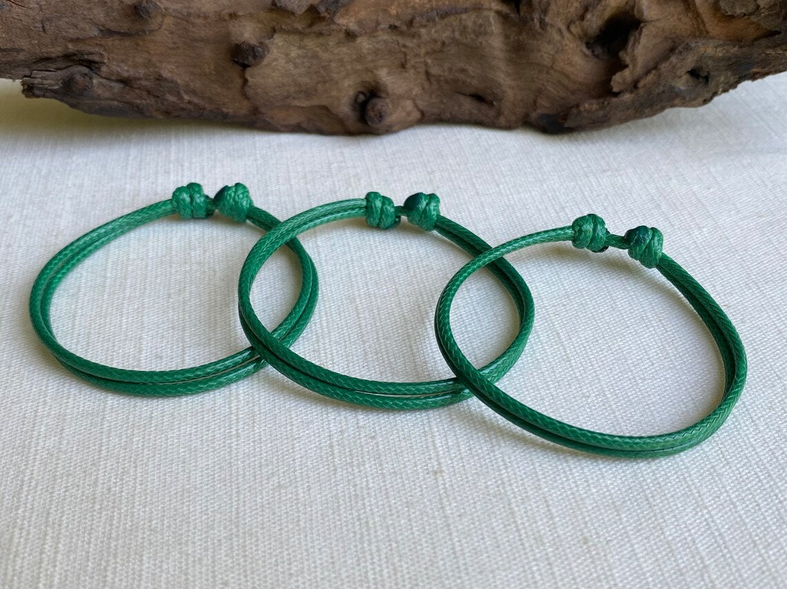 Kelly Green 2mm Water Resistant Adjustable Cord Bracelet or Anklet Unisex