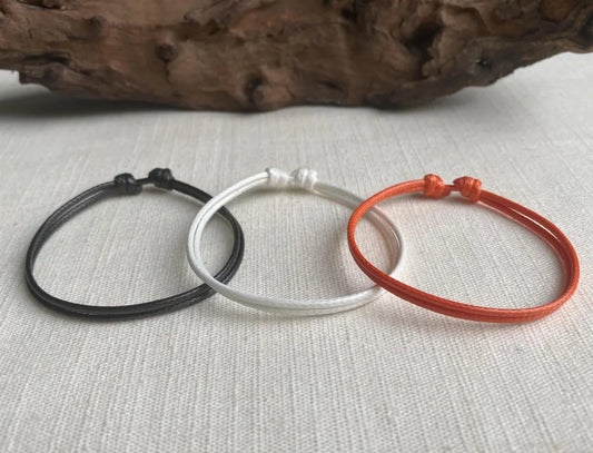 Halloween Colors Orange, Black & White 1.5mm Water Resistant Adjustable Cord Bracelet Set Unisex