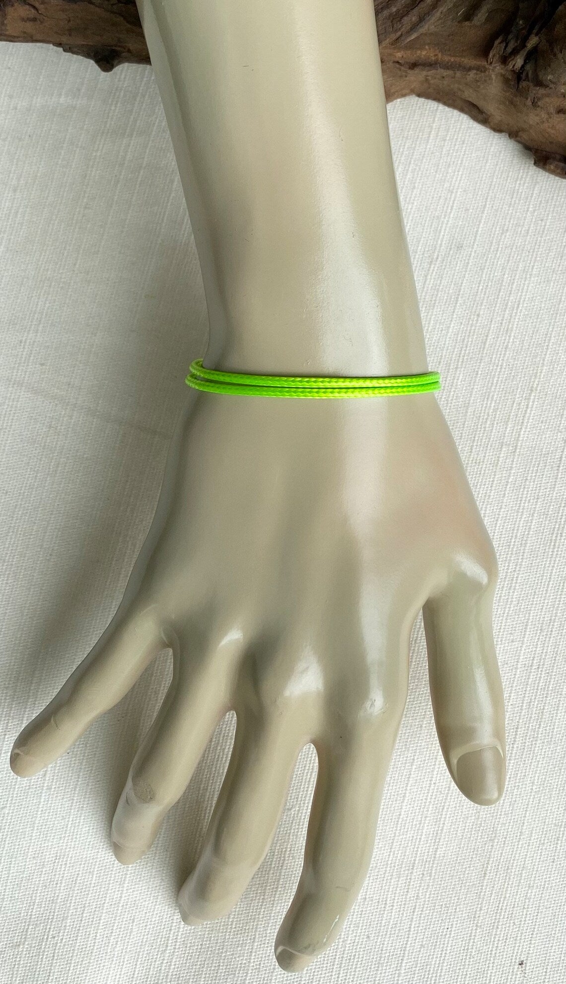 Neon Green 1.5mm Water Resistant Adjustable Cord Bracelet or Anklet Unisex