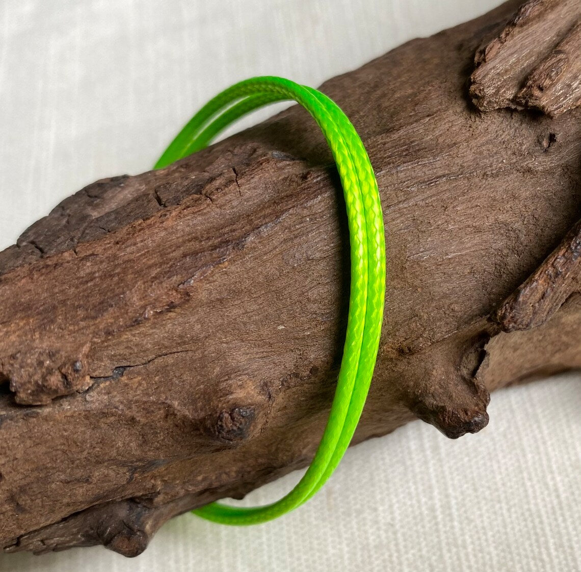 Neon Green 1.5mm Water Resistant Adjustable Cord Bracelet or Anklet Unisex