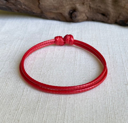 Red 2mm Water Resistant Adjustable Cord Bracelet or Anklet Unisex