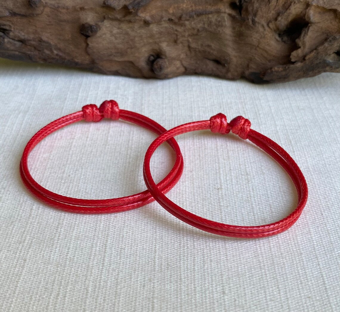 Red 2mm Water Resistant Adjustable Cord Bracelet or Anklet Unisex