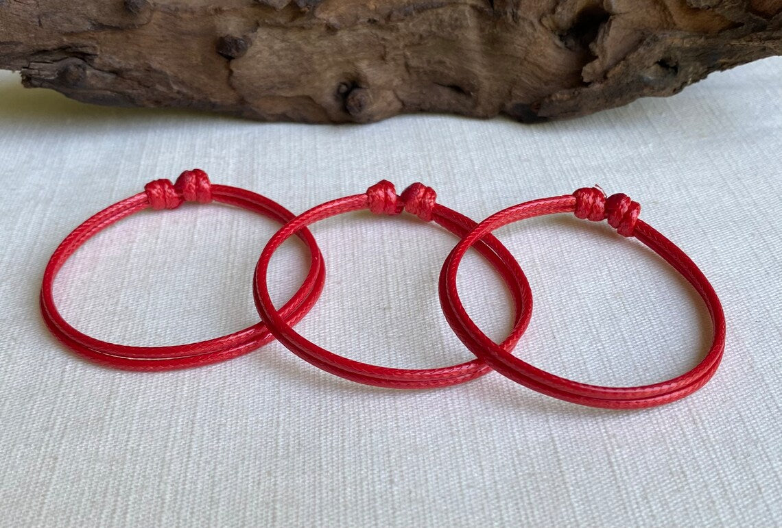 Red 2mm Water Resistant Adjustable Cord Bracelet or Anklet Unisex