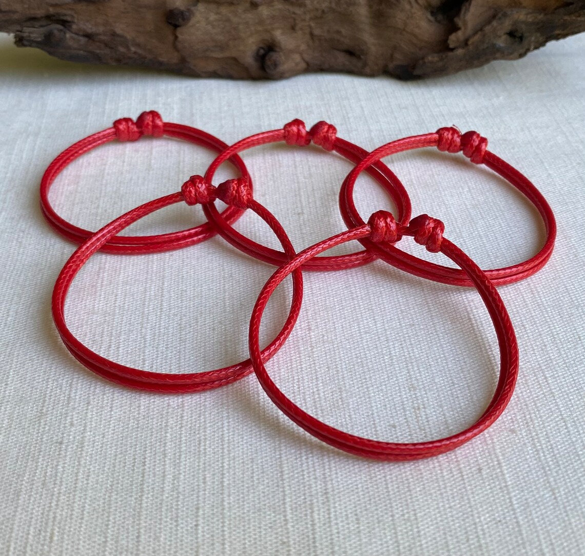 Red 2mm Water Resistant Adjustable Cord Bracelet or Anklet Unisex