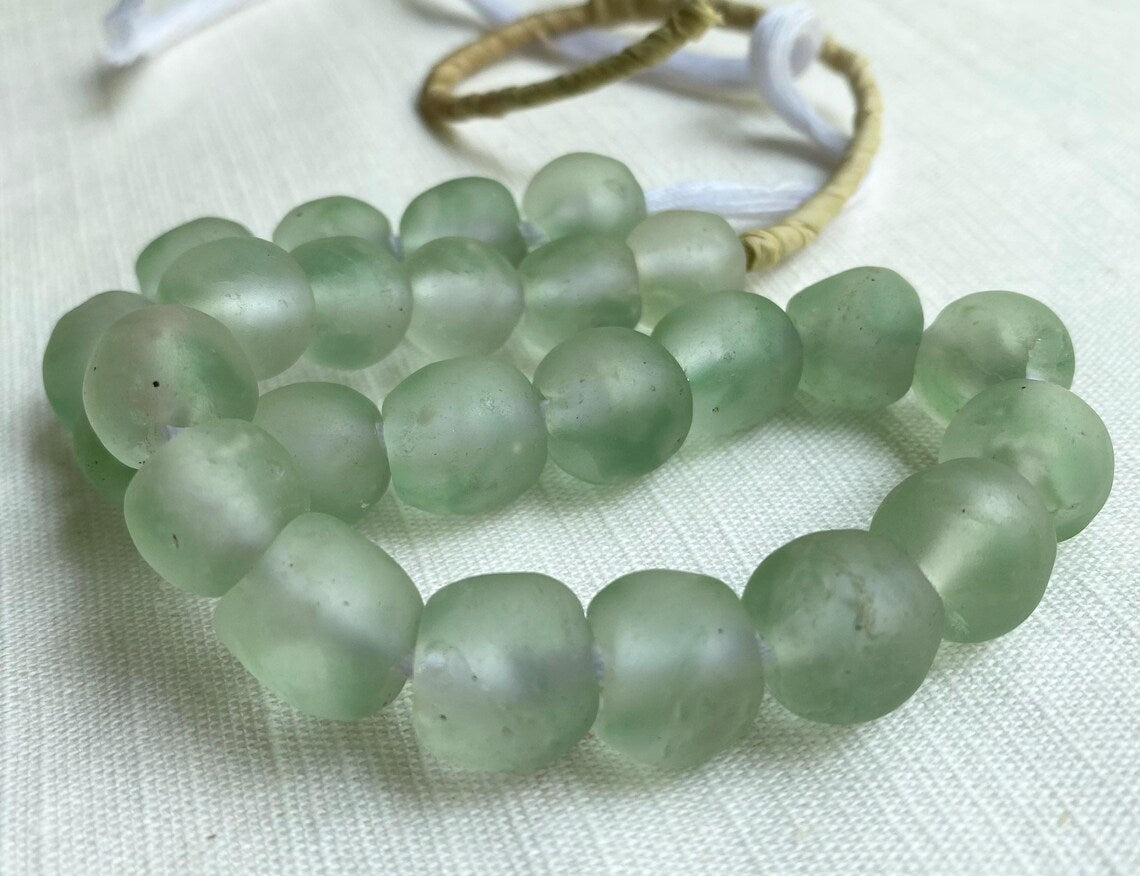 Sea Green Recycled Glass Brown 1.5mm Water Resistant Cord Necklace Unisex Adjustable 14-28"
