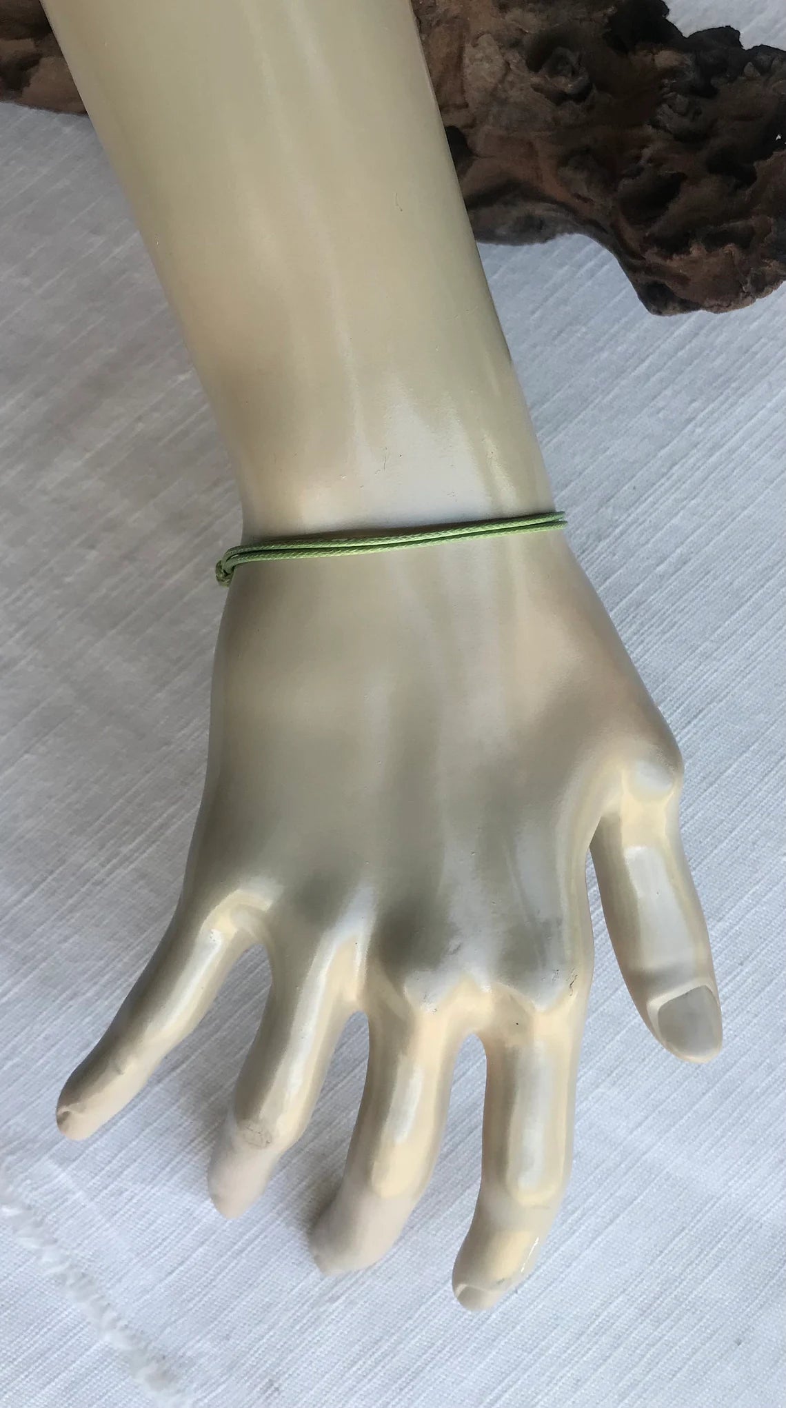 Avocado Green 1mm Water Resistant Waxed Cord Adjustable Bracelet or Anklet Set Unisex Friendship Couple's