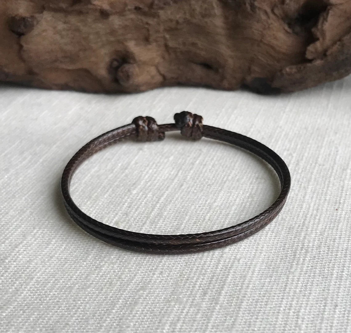 Dark Brown 2mm Water Resistant Adjustable Cord Bracelet or Anklet Unisex