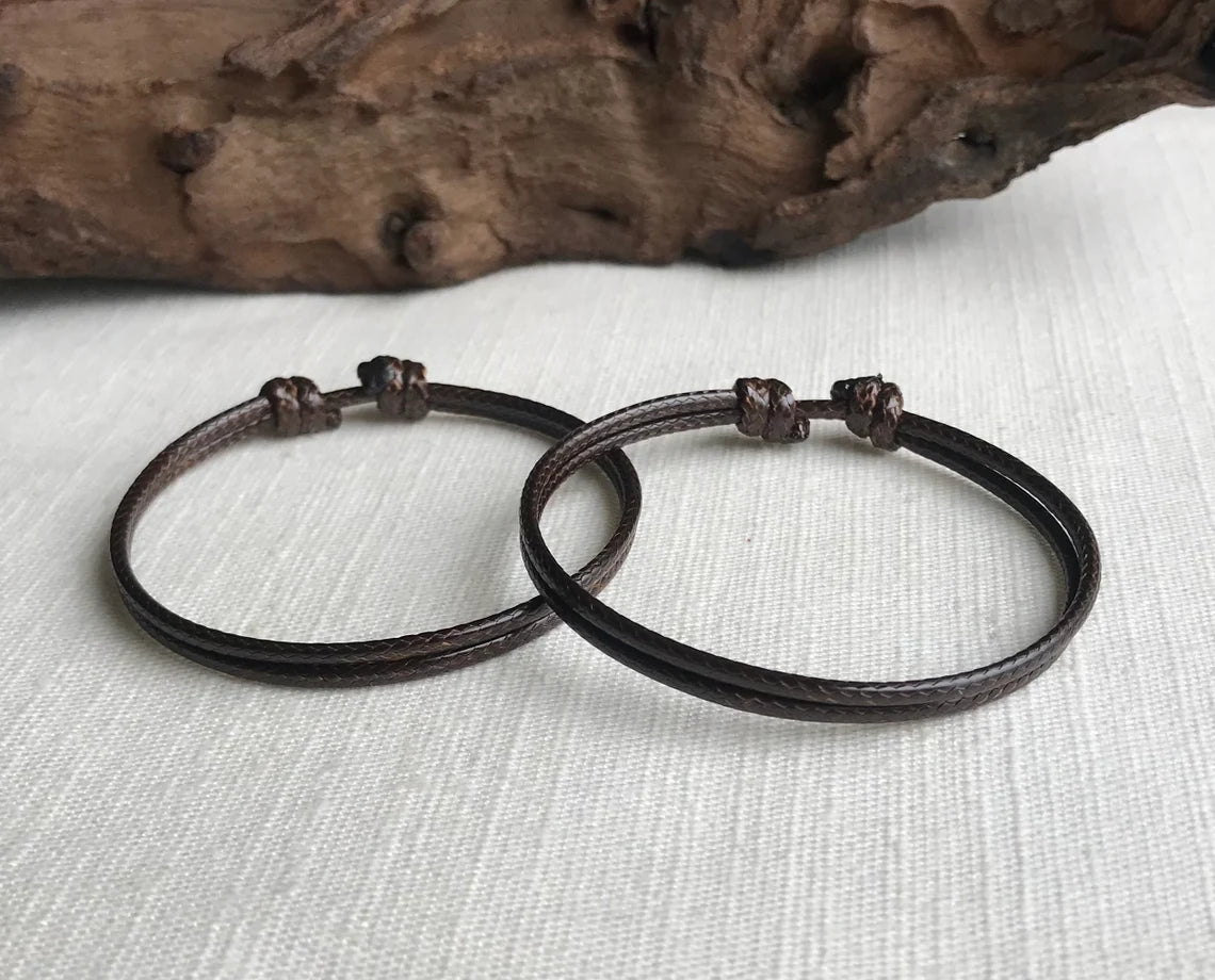 Dark Brown 2mm Water Resistant Adjustable Cord Bracelet or Anklet Unisex