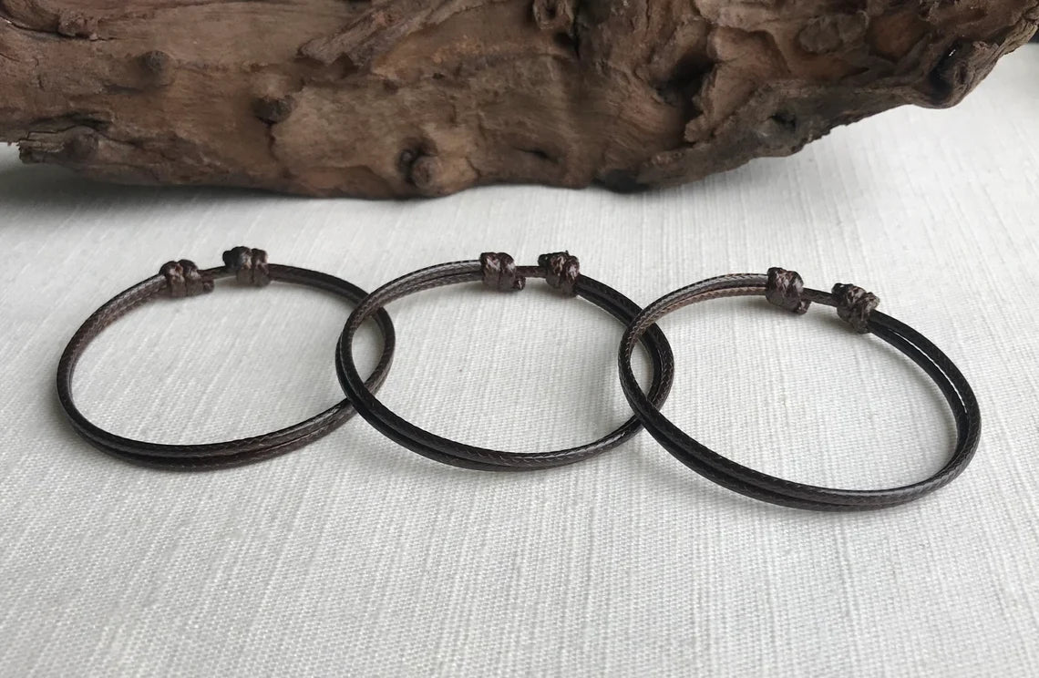 Dark Brown 2mm Water Resistant Adjustable Cord Bracelet or Anklet Unisex