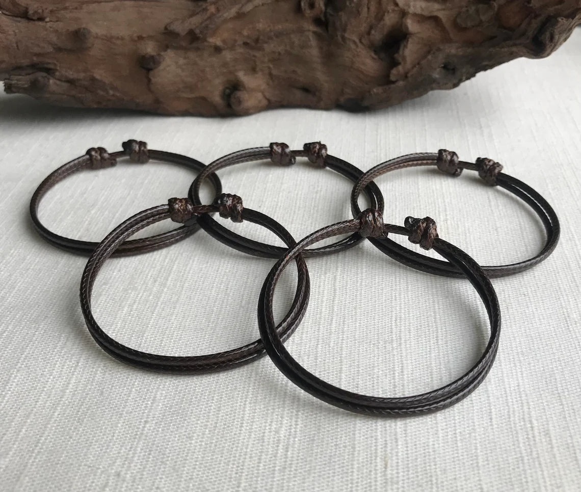 Dark Brown 2mm Water Resistant Adjustable Cord Bracelet or Anklet Unisex