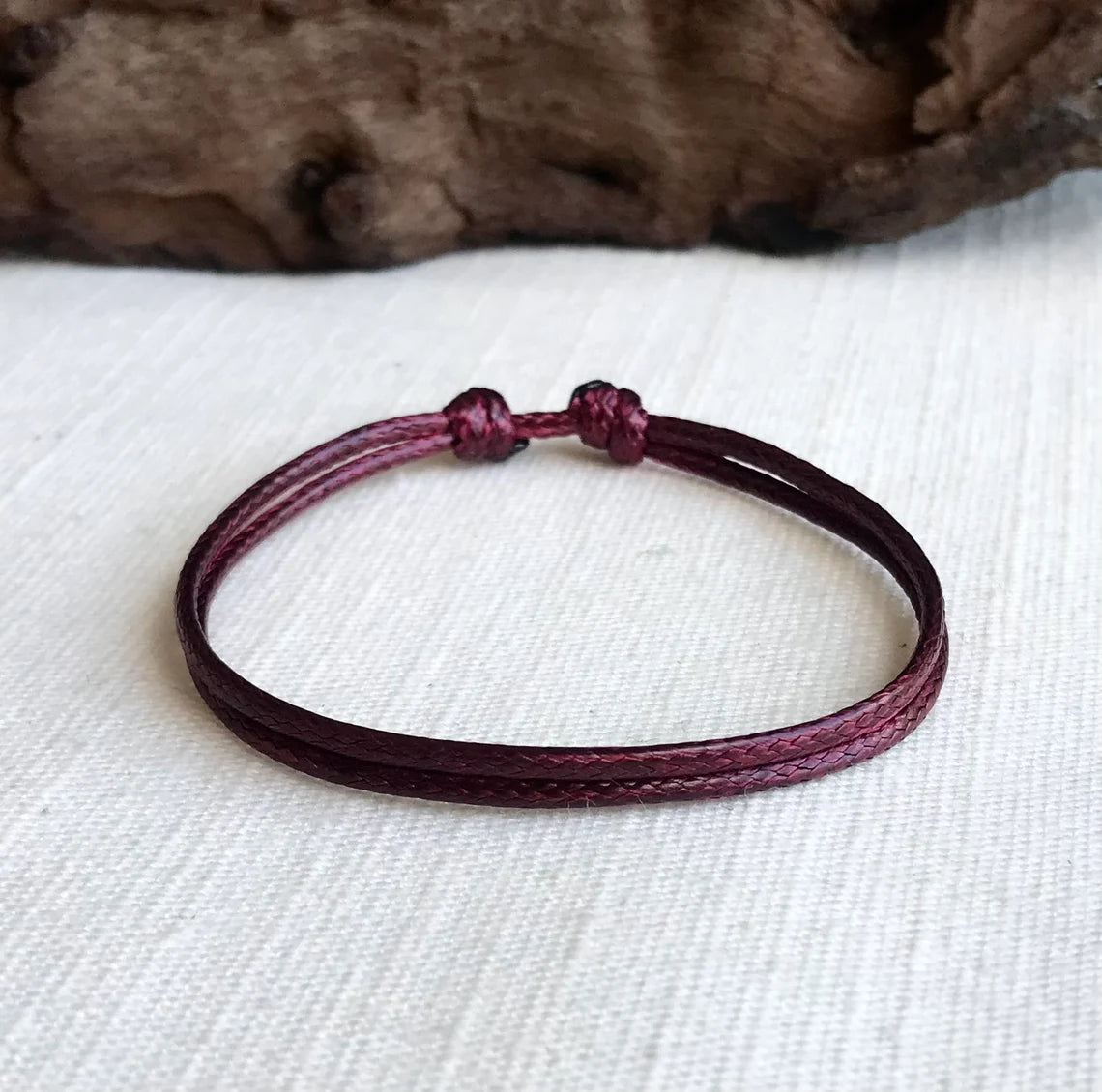 Dark Red 1.5mm Water Resistant Adjustable Cord Bracelet or Anklet Unisex