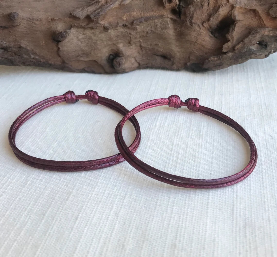 Dark Red 1.5mm Water Resistant Adjustable Cord Bracelet or Anklet Unisex