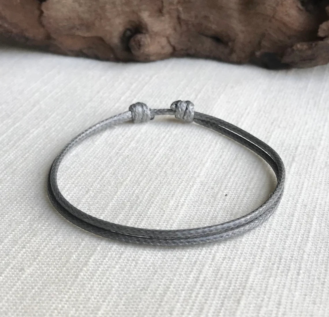 Gray 1.5mm Water Resistant Adjustable Cord Bracelet or Anklet Unisex