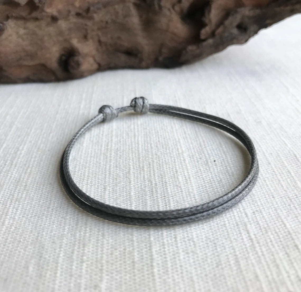 Gray 1.5mm Water Resistant Adjustable Cord Bracelet or Anklet Unisex