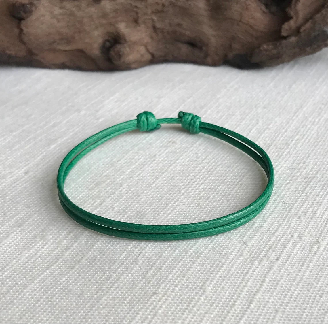 Green 1.5mm Water Resistant Adjustable Cord Bracelet or Anklet Unisex