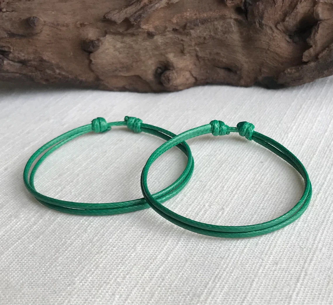 Green 1.5mm Water Resistant Adjustable Cord Bracelet or Anklet Unisex