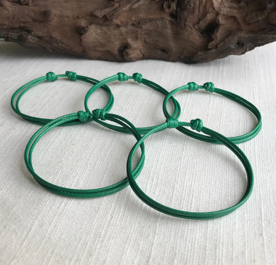 Green 1.5mm Water Resistant Adjustable Cord Bracelet or Anklet Unisex