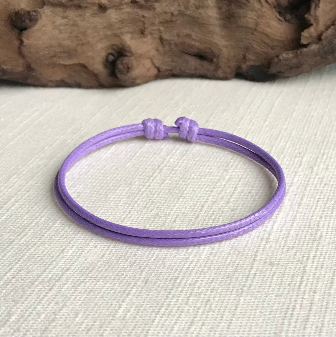 Light Purple 1.5mm Water Resistant Adjustable Cord Bracelet or Anklet Unisex