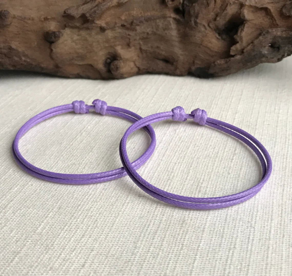 Light Purple 1.5mm Water Resistant Adjustable Cord Bracelet or Anklet Unisex