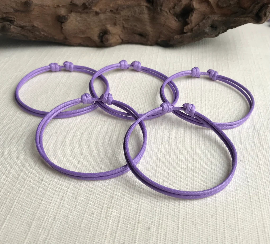 Light Purple 1.5mm Water Resistant Adjustable Cord Bracelet or Anklet Unisex