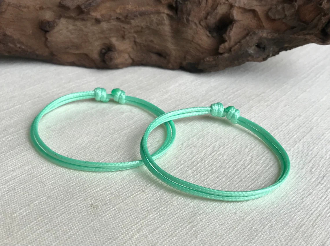 Mint Green 1.5mm Water Resistant Adjustable Cord Bracelet or Anklet Unisex