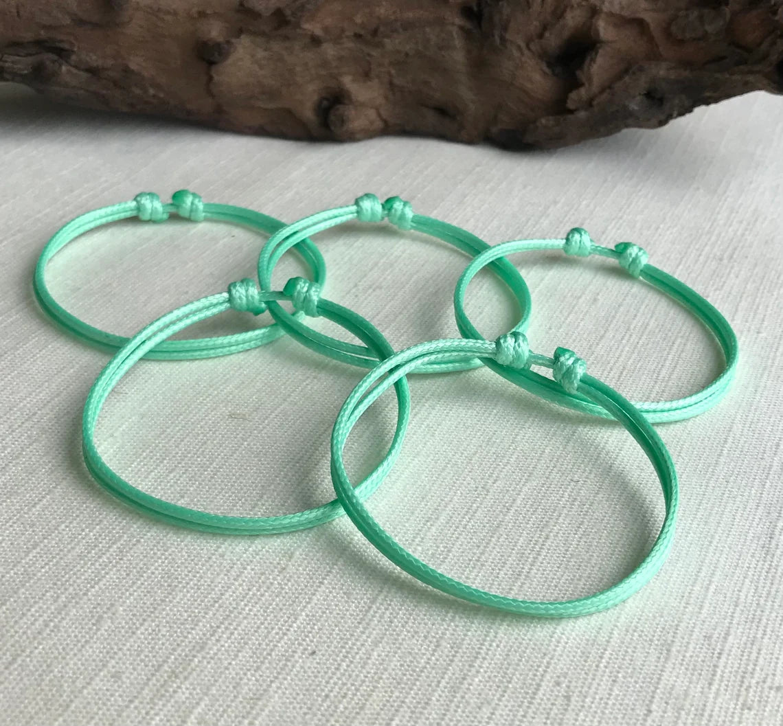 Mint Green 1.5mm Water Resistant Adjustable Cord Bracelet or Anklet Unisex