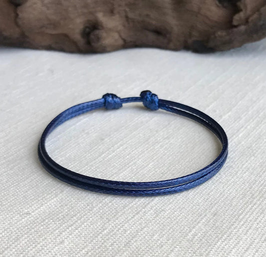 Navy Blue 1.5mm Water Resistant Adjustable Cord Bracelet or Anklet Unisex