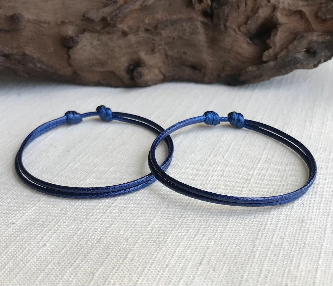 Navy Blue 1.5mm Water Resistant Adjustable Cord Bracelet or Anklet Unisex