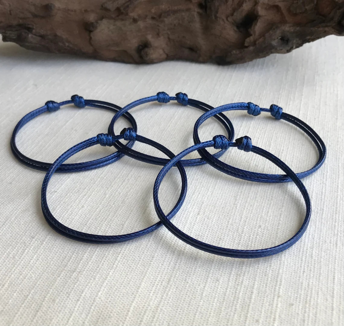 Navy Blue 1.5mm Water Resistant Adjustable Cord Bracelet or Anklet Unisex