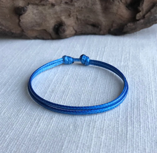 Ocean Blue 1.5mm Water Resistant Adjustable Cord Bracelet or Anklet Unisex