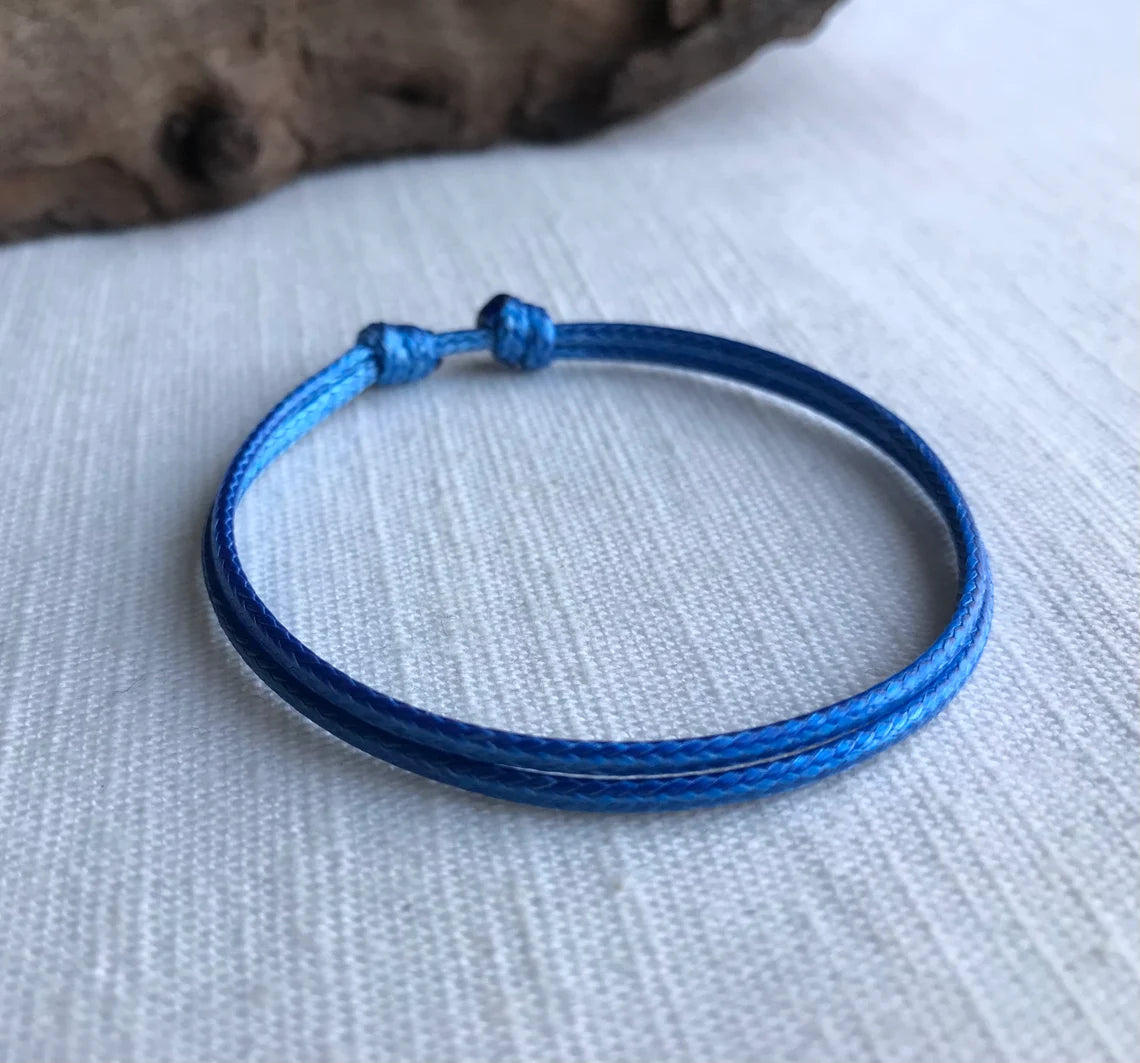 Ocean Blue 1.5mm Water Resistant Adjustable Cord Bracelet or Anklet Unisex