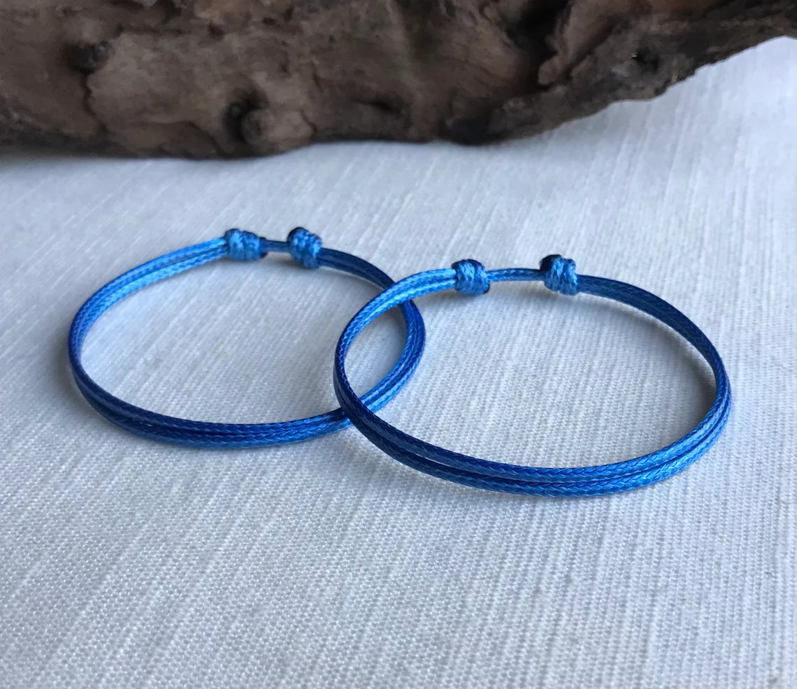 Ocean Blue 1.5mm Water Resistant Adjustable Cord Bracelet or Anklet Unisex