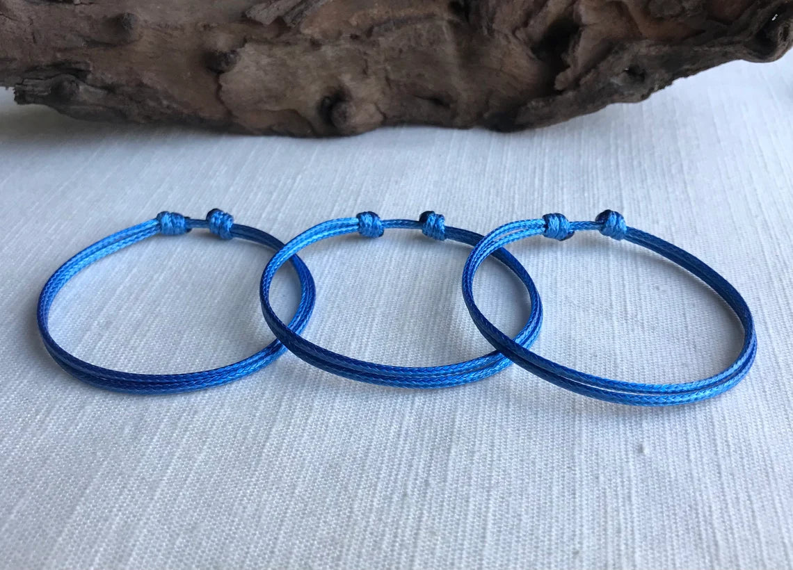 Ocean Blue 1.5mm Water Resistant Adjustable Cord Bracelet or Anklet Unisex