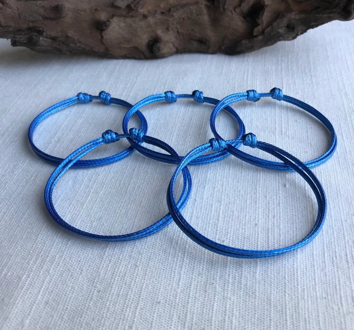 Ocean Blue 1.5mm Water Resistant Adjustable Cord Bracelet or Anklet Unisex