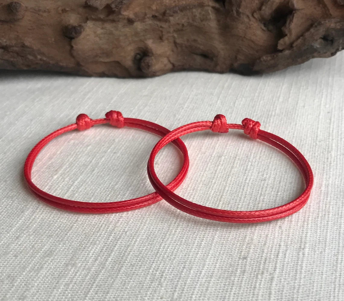 Red 1.5mm Water Resistant Adjustable Cord Bracelet or Anklet Unisex