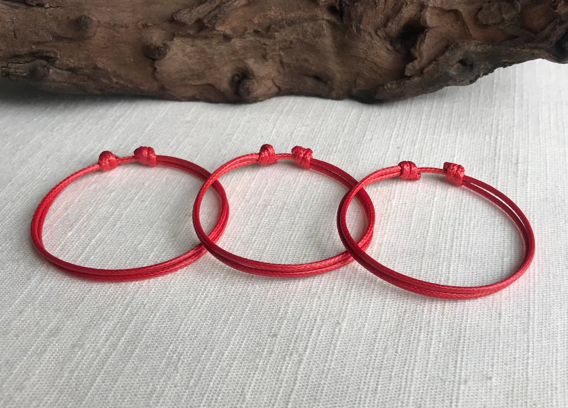 Red 1.5mm Water Resistant Adjustable Cord Bracelet or Anklet Unisex