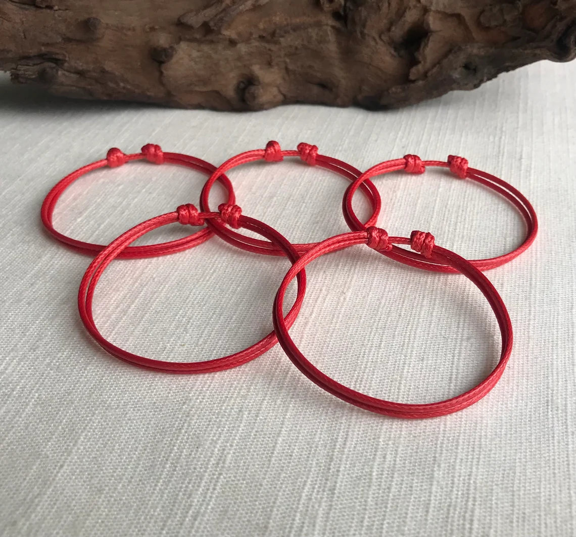 Red 1.5mm Water Resistant Adjustable Cord Bracelet or Anklet Unisex