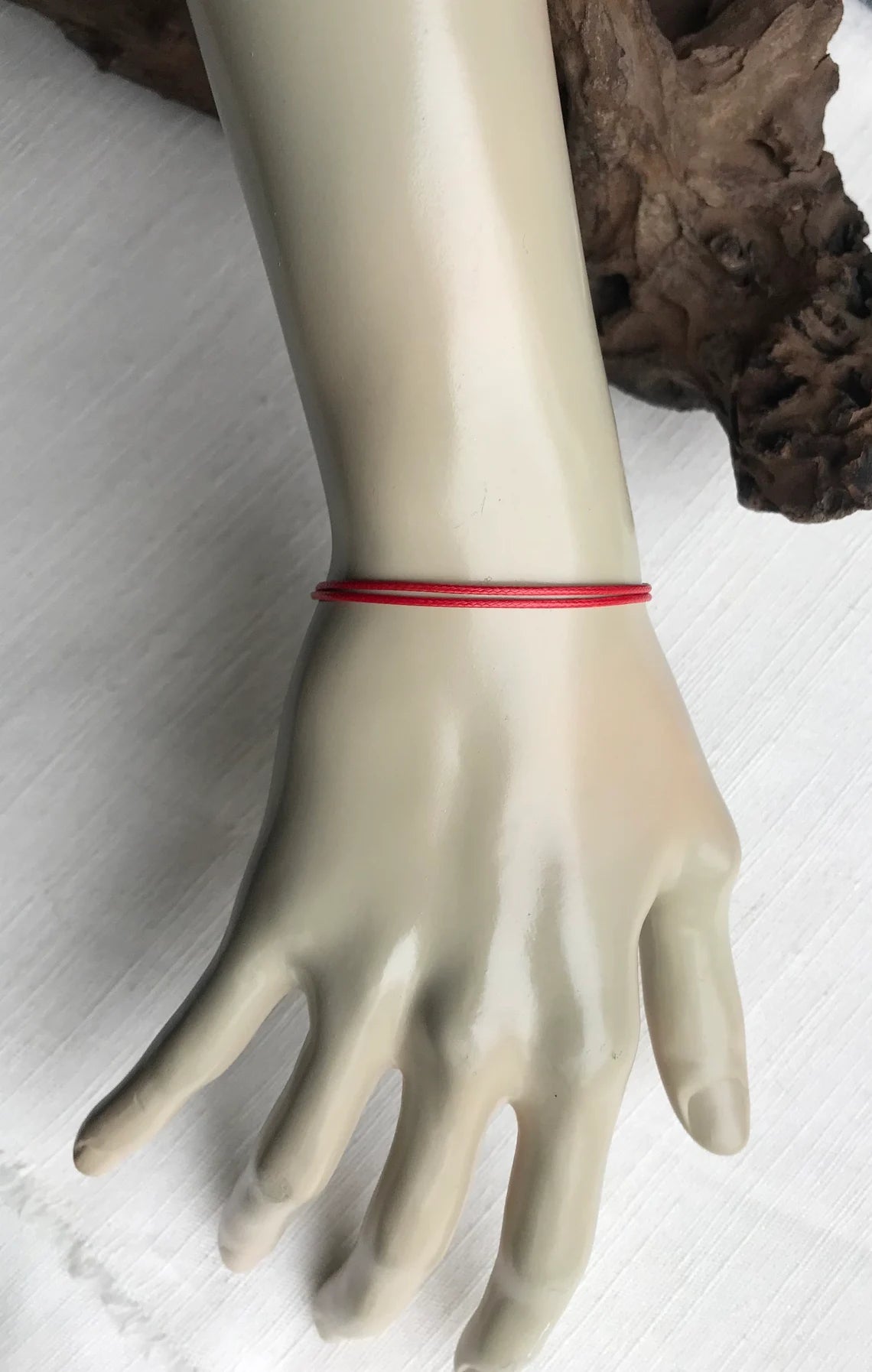 Red 1mm Water Resistant Waxed Cord Adjustable Bracelet or Anklet Set Unisex Friendship Couple's