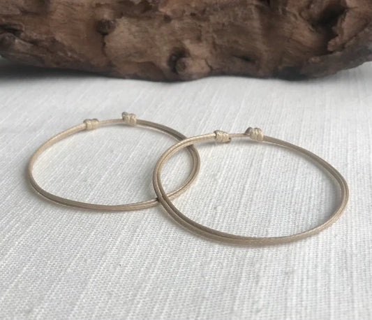 Tan 1mm Waterproof Waxed Cord Adjustable Bracelet or Anklet Set Unisex Friendship Couple's